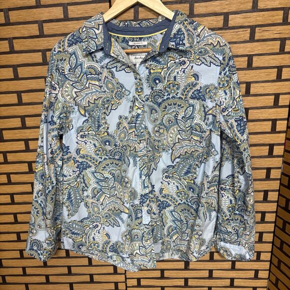 Charter Club Relaxed Fit Blue Paisley Button Down Shirt Size 12 - Picture 1 of 6